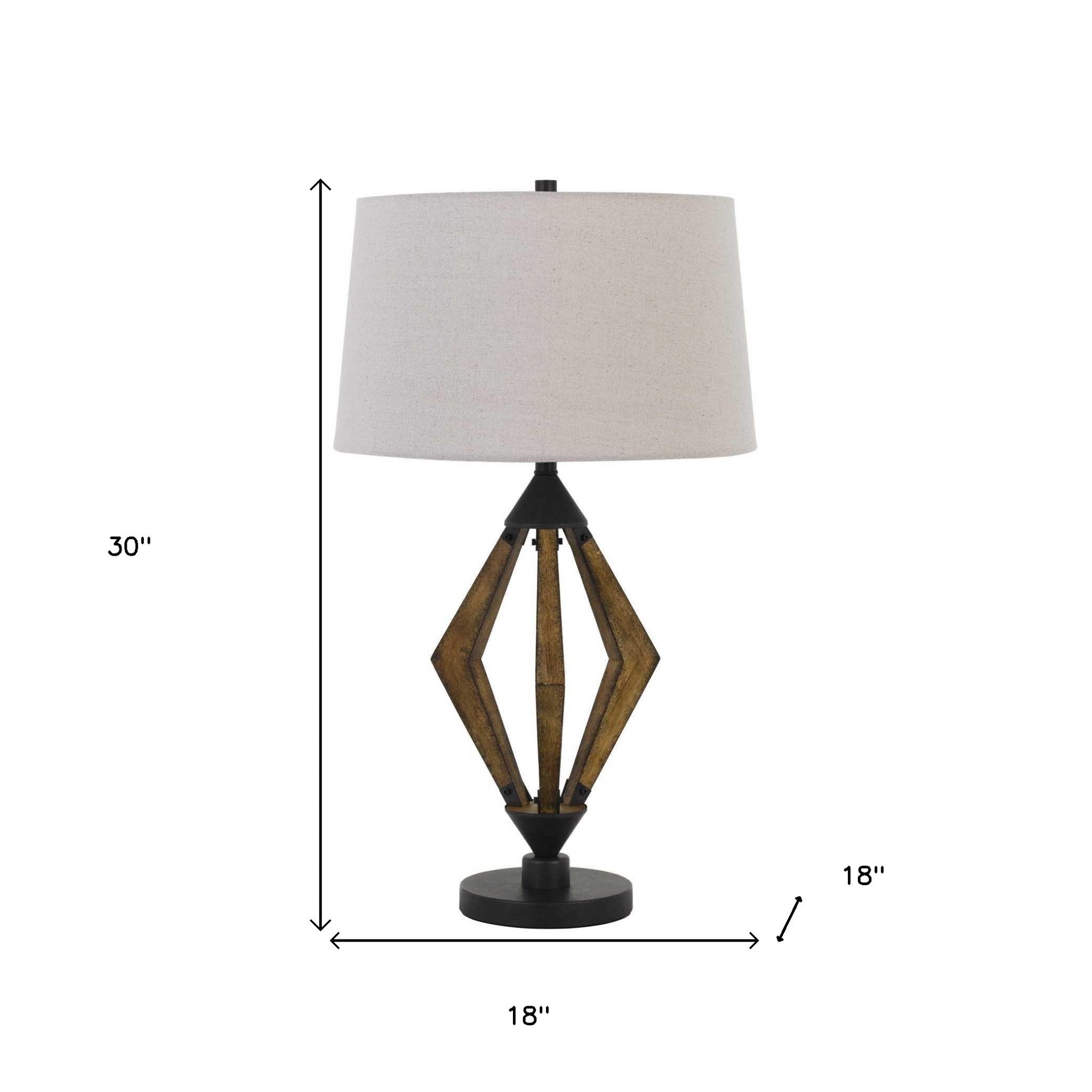 30" Black Metal Table Lamp With Brown Empire Shade