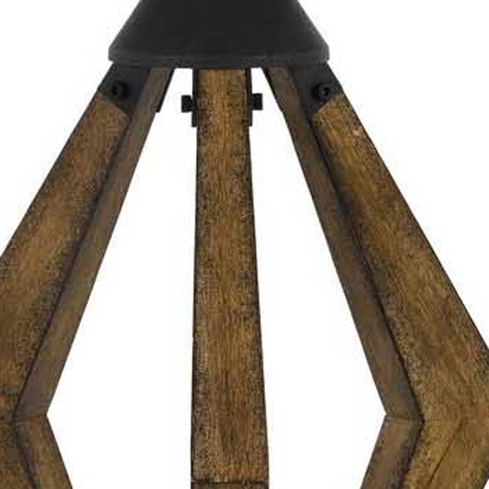 30" Black Metal Table Lamp With Brown Empire Shade