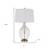 30" Clear Metal Table Lamp With Off White Drum Shade