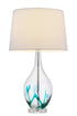 27" Clear Glass Table Lamp With White Empire Shade