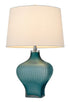 26" Aqua Glass Table Lamp With White Empire Shade