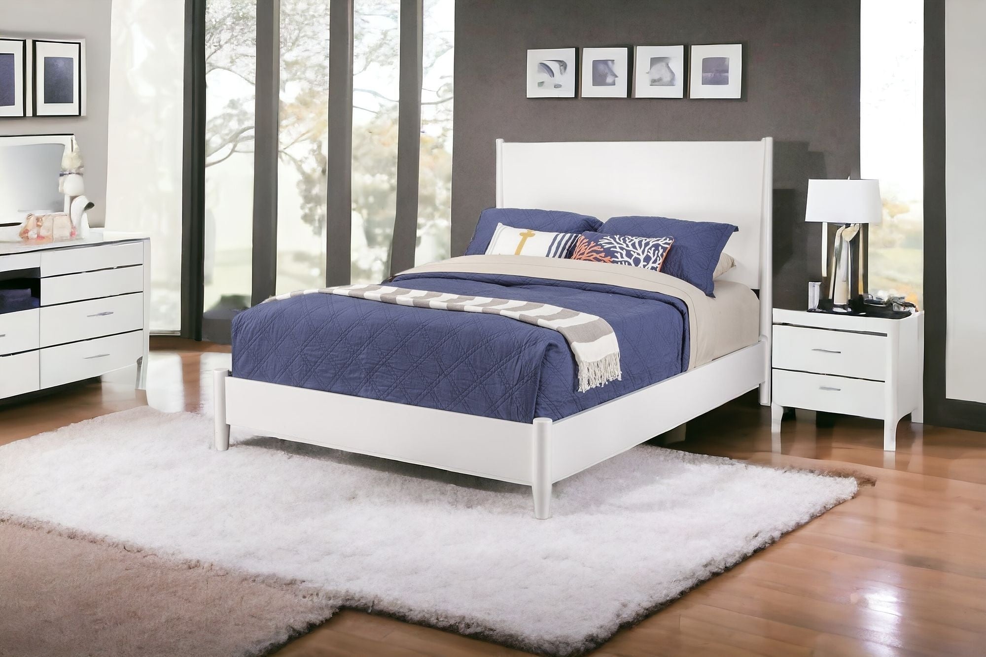 White Solid and Manufactured Wood King Bed