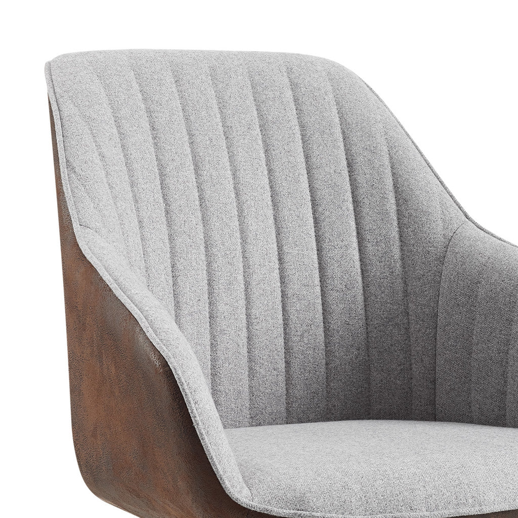 23" Gray Fabric And Natural Swivel Arm Chair
