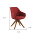 23" Red Fabric And Natural Swivel Arm Chair