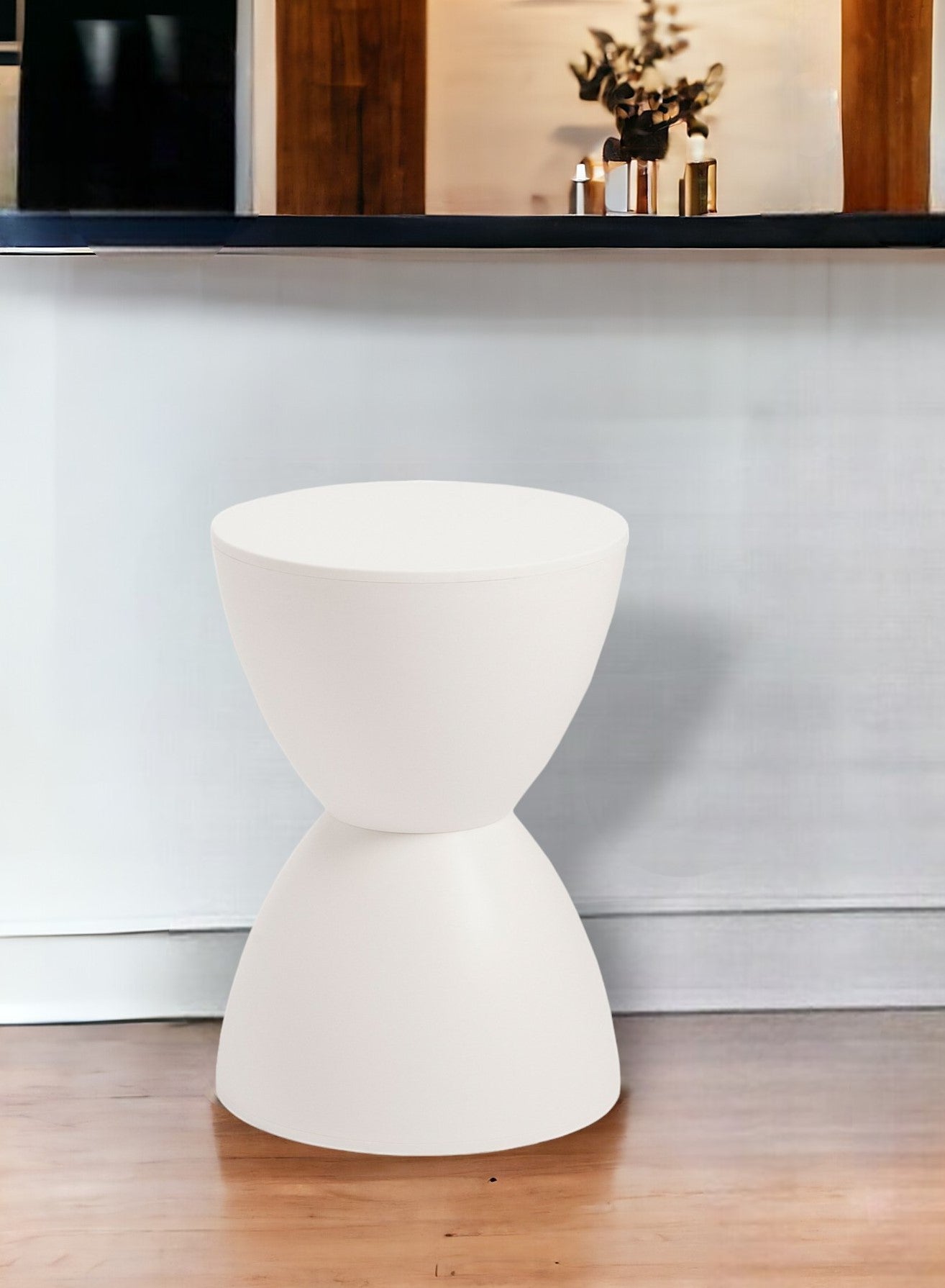 17" White Plastic Backless Bar Chair