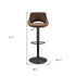 Set of Two 32" Brown And Black Faux Leather And Steel Swivel Low Back Adjustable Height Bar Chairs