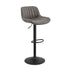 Set of Two 31" Gray And Black Faux Leather And Steel Swivel Low Back Adjustable Height Bar Chairs