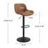 Set of Two 31" Brown And Black Faux Leather And Steel Swivel Low Back Adjustable Height Bar Chairs