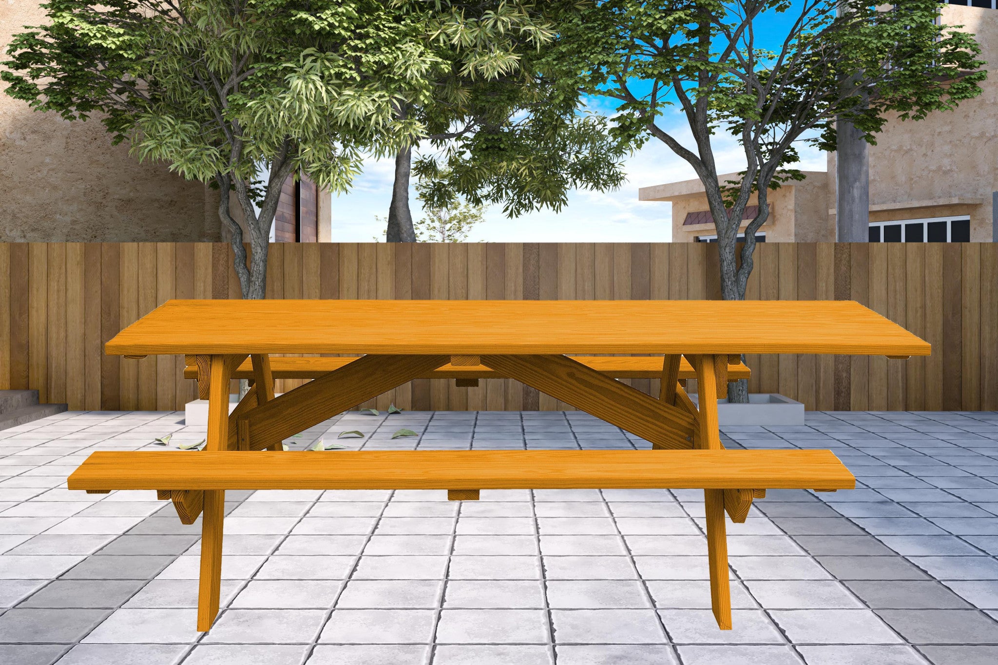 94" Natural Solid Wood Outdoor Picnic Table