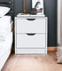 19" White Two Drawer Faux Wood Nightstand