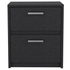 19" Black Two Drawer Faux Wood Nightstand