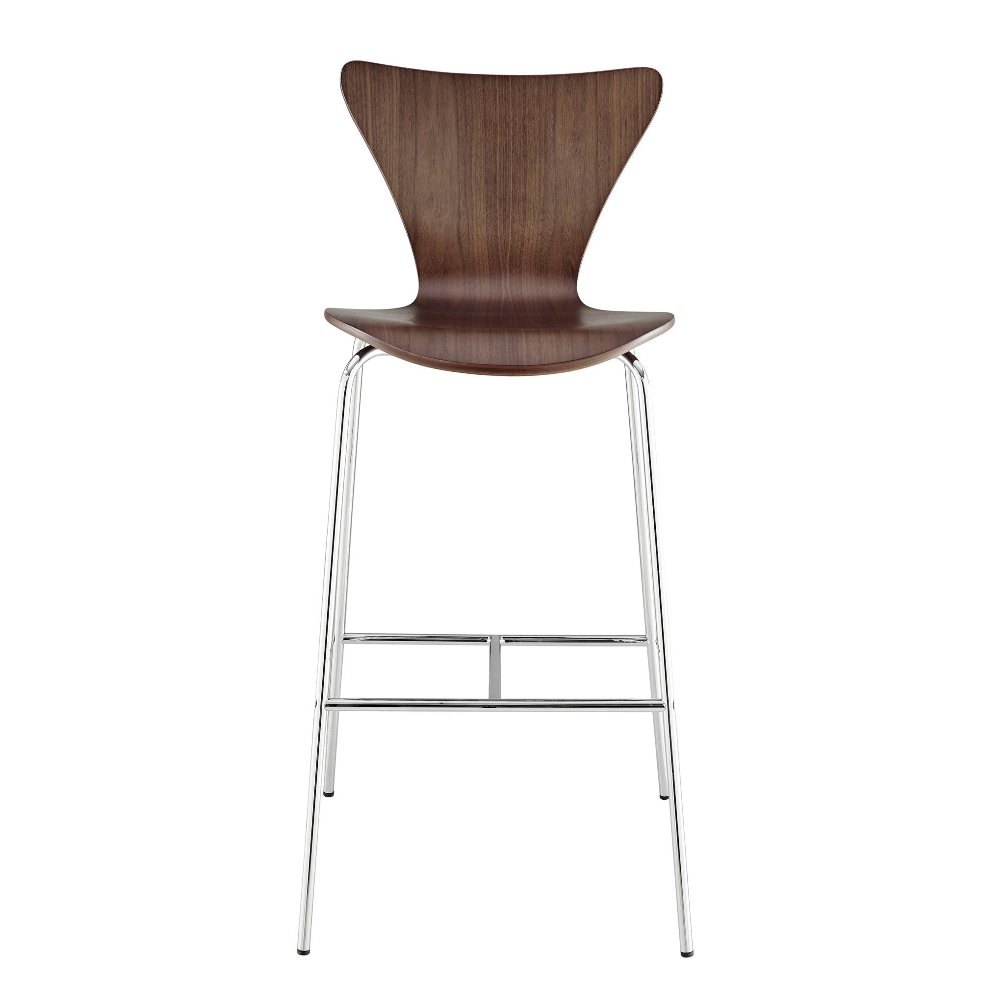 30" Brown And Silver Metallic Stainless Steel Bar Chair