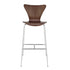 30" Brown And Silver Metallic Stainless Steel Bar Chair