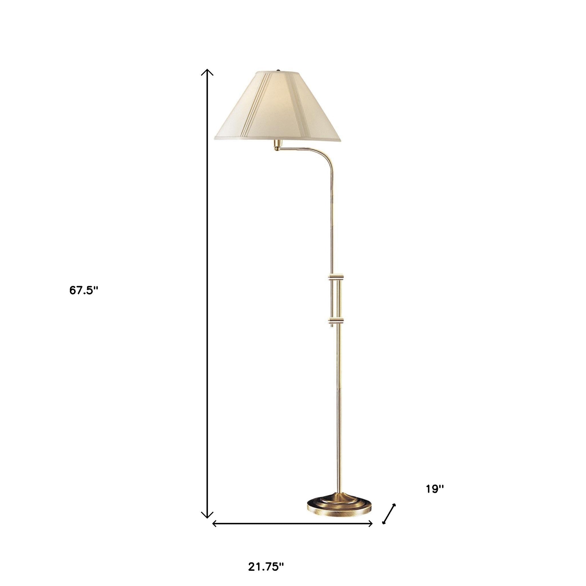 68" Bronze Adjustable Traditional Shaped Floor Lamp With Beige Empire Shade