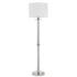 60" Chrome Two Light Traditional Shaped Floor Lamp With White Rectangular Shade