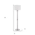 60" Chrome Two Light Traditional Shaped Floor Lamp With White Rectangular Shade