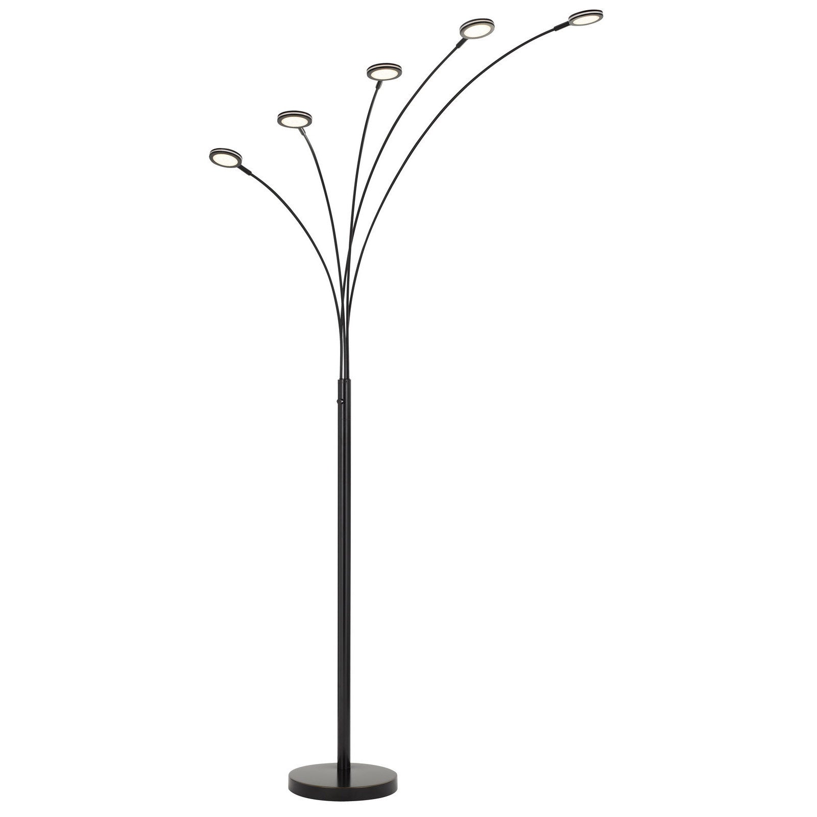 72" Bronze Five Light Led Arc Floor Lamp