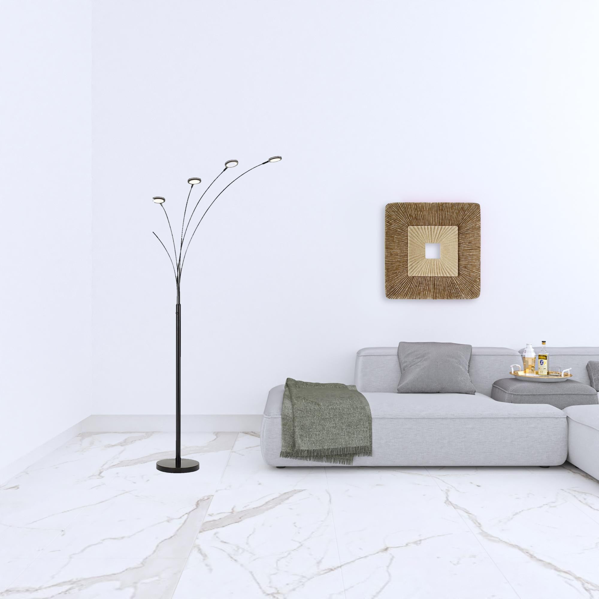 72" Bronze Five Light Led Arc Floor Lamp