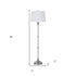 60" Nickel Traditional Shaped Floor Lamp With White Square Shade