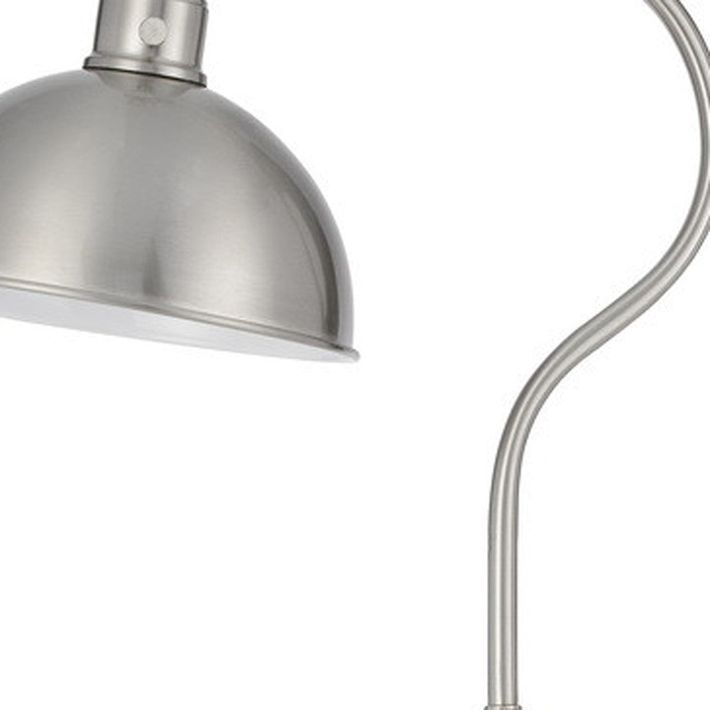 60" Nickel Traditional Shaped Floor Lamp With Nickel Dome Shade