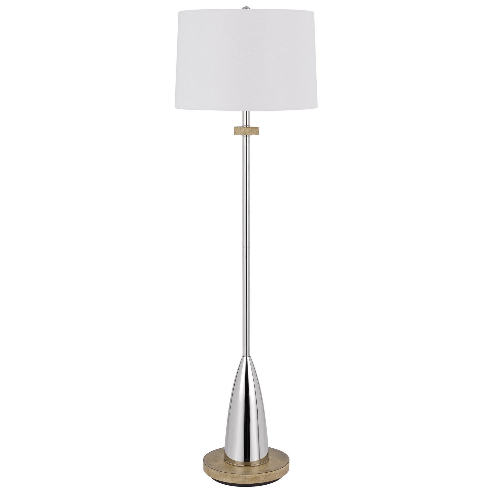 61" Chrome Traditional Shaped Floor Lamp With White Square Shade