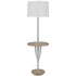 61" Chrome Tray Table Floor Lamp With White Square Shade