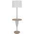 61" Chrome Tray Table Floor Lamp With White Square Shade