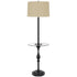 61" Bronze Tray Table Floor Lamp With Tan Transparent Glass Square Shade