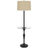 61" Bronze Tray Table Floor Lamp With Tan Transparent Glass Square Shade