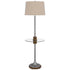 61" Pewter Tray Table Floor Lamp With Beige Transparent Glass Square Shade