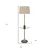 61" Pewter Tray Table Floor Lamp With Beige Transparent Glass Square Shade