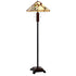 60" Bronze Two Light Traditional Shaped Floor Lamp With Green and Ivory Floral Tiffany Glass Square Shade