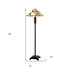 60" Bronze Two Light Traditional Shaped Floor Lamp With Green and Ivory Floral Tiffany Glass Square Shade