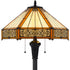 60" Bronze Two Light Traditional Shaped Floor Lamp With Orange and Ivory Abstract Tiffany Glass Empire Shade