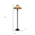 60" Bronze Two Light Traditional Shaped Floor Lamp With Orange and Ivory Abstract Tiffany Glass Empire Shade