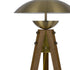 55" Brass Tripod Floor Lamp With Antiqued Brass Dome Shade