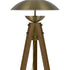 55" Brass Tripod Floor Lamp With Antiqued Brass Dome Shade