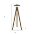 55" Brass Tripod Floor Lamp With Antiqued Brass Dome Shade