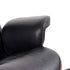 35" Black Tufted Leather And Dark Brown Swivel Lounge Chair with Ottoman