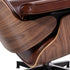 35" Brown Tufted Genuine Leather Swivel Lounge Chair with Ottoman