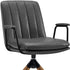 23" Charcoal and Natural Faux Leather Swivel Arm Chair