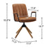 23" Carmel Brown Faux Leather Swivel Arm Chair