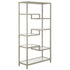 68" Silver Metal and Glass Seven Tier Etagere Bookcase