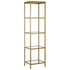 70" Gold Metal and Glass Four Tier Bookcase