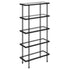 68" Black Metal And Glass Five Tier Standard Bookcase