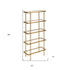 68" Gold Metal And Glass Five Tier Standard Bookcase