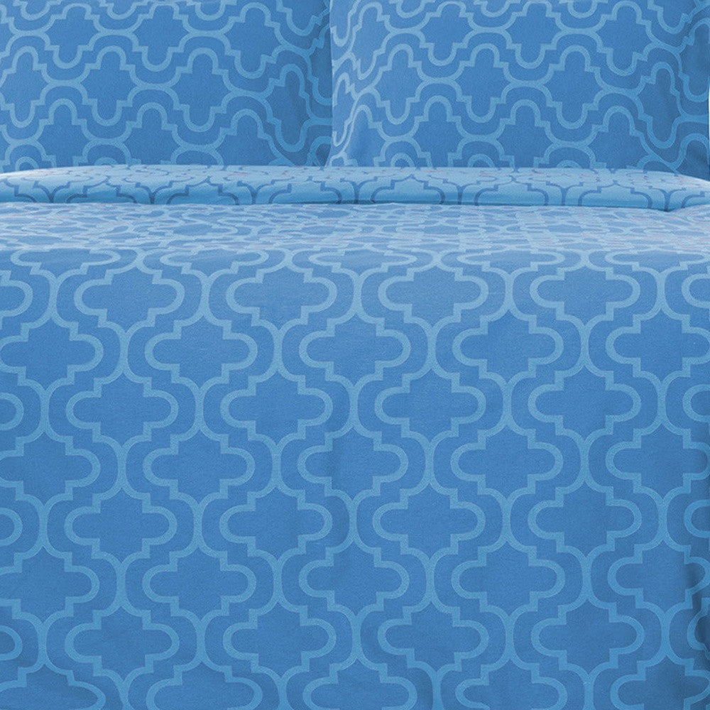 Light Blue King Cotton Blend Thread Count Washable Duvet Cover Set