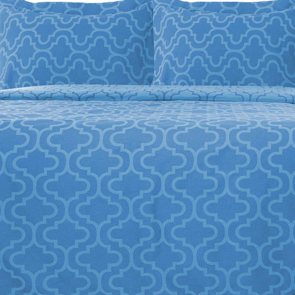 Light Blue King Cotton Blend Thread Count Washable Duvet Cover Set