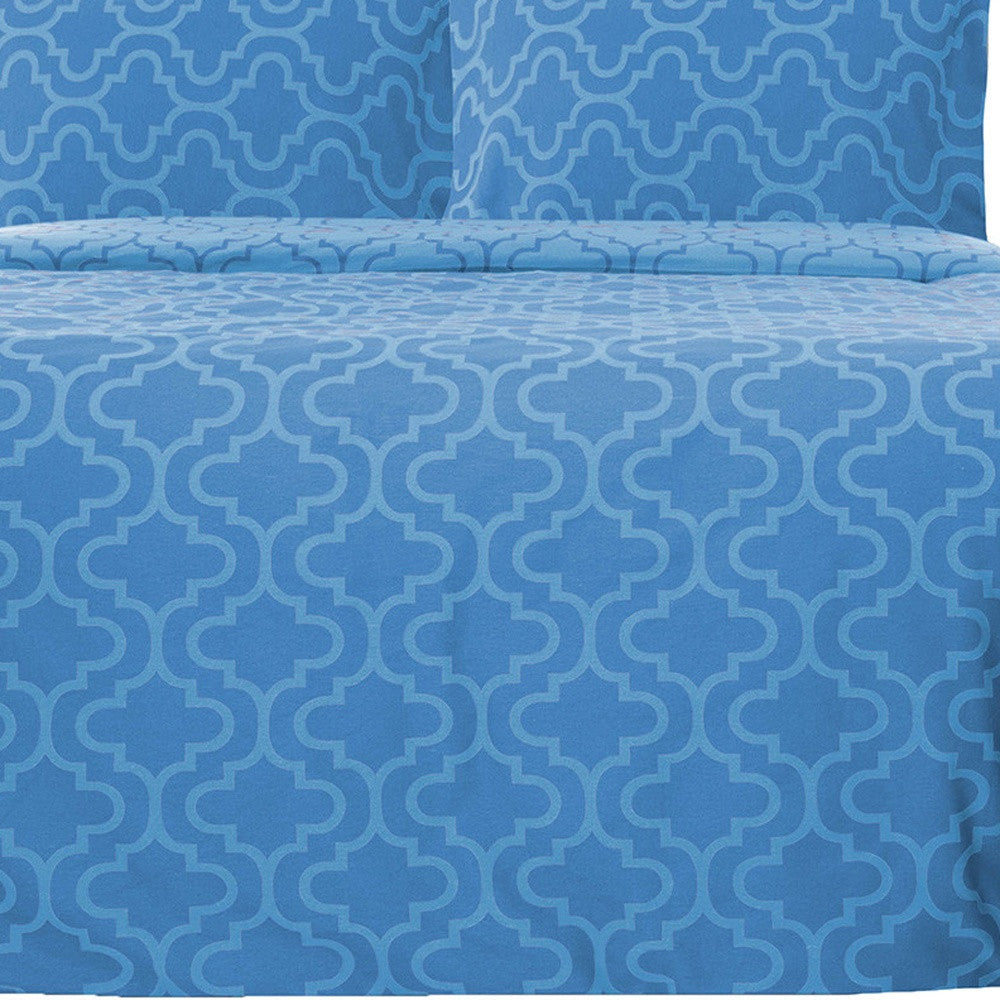 Light Blue King Cotton Blend Thread Count Washable Duvet Cover Set