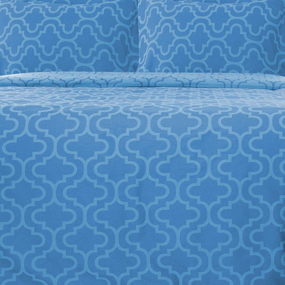 Light Blue King Cotton Blend Thread Count Washable Duvet Cover Set